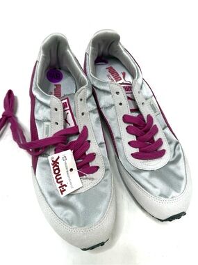 Puma Silver & Pink Satin Eco Ortholite Sneakers